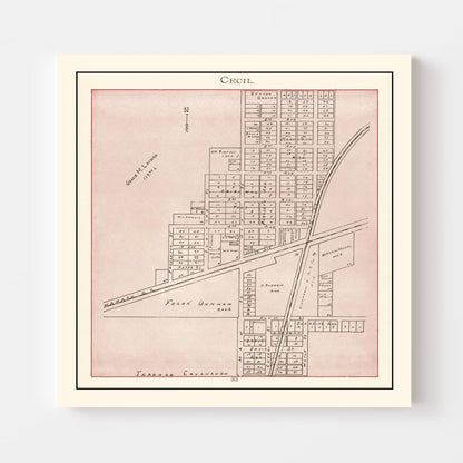 Vintage Map of Cecil, Ohio, 1905