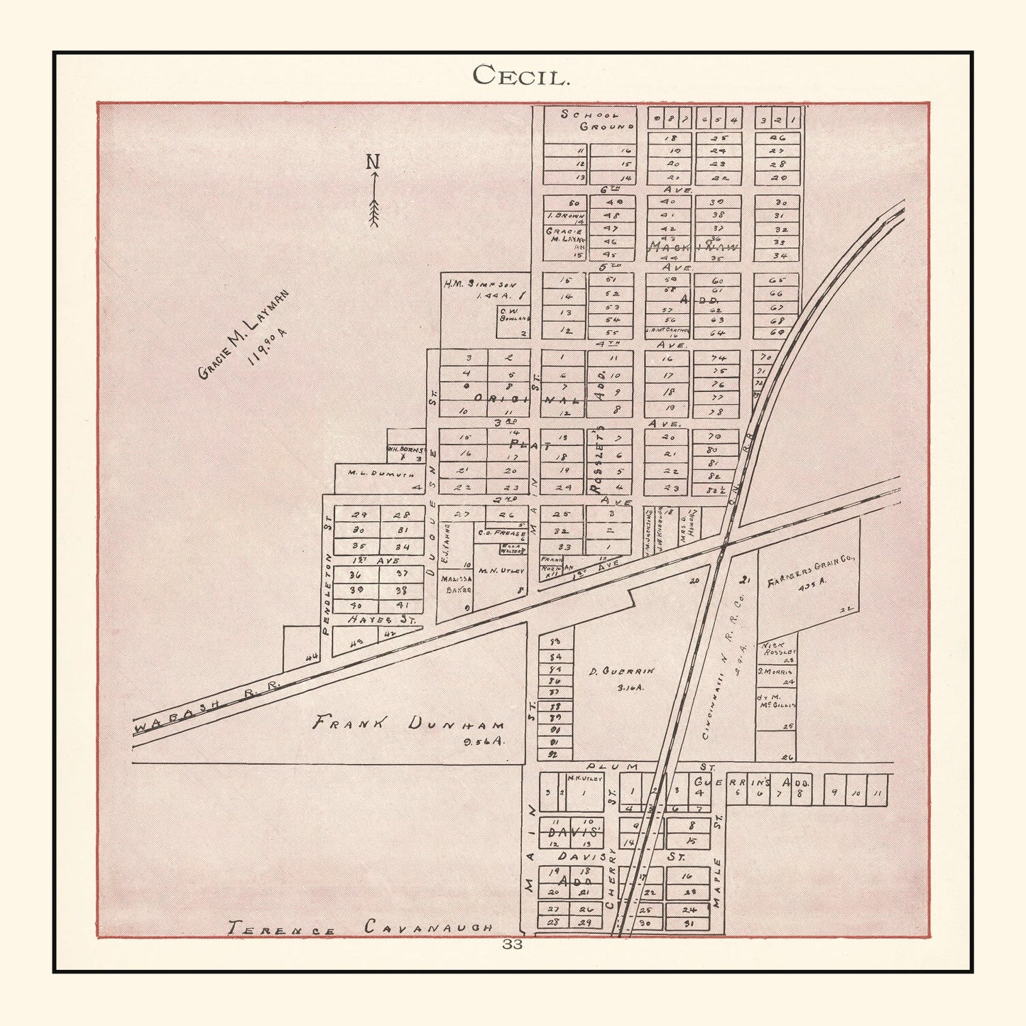 Vintage Map of Cecil, Ohio, 1905