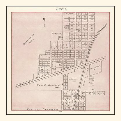 Vintage Map of Cecil, Ohio, 1905