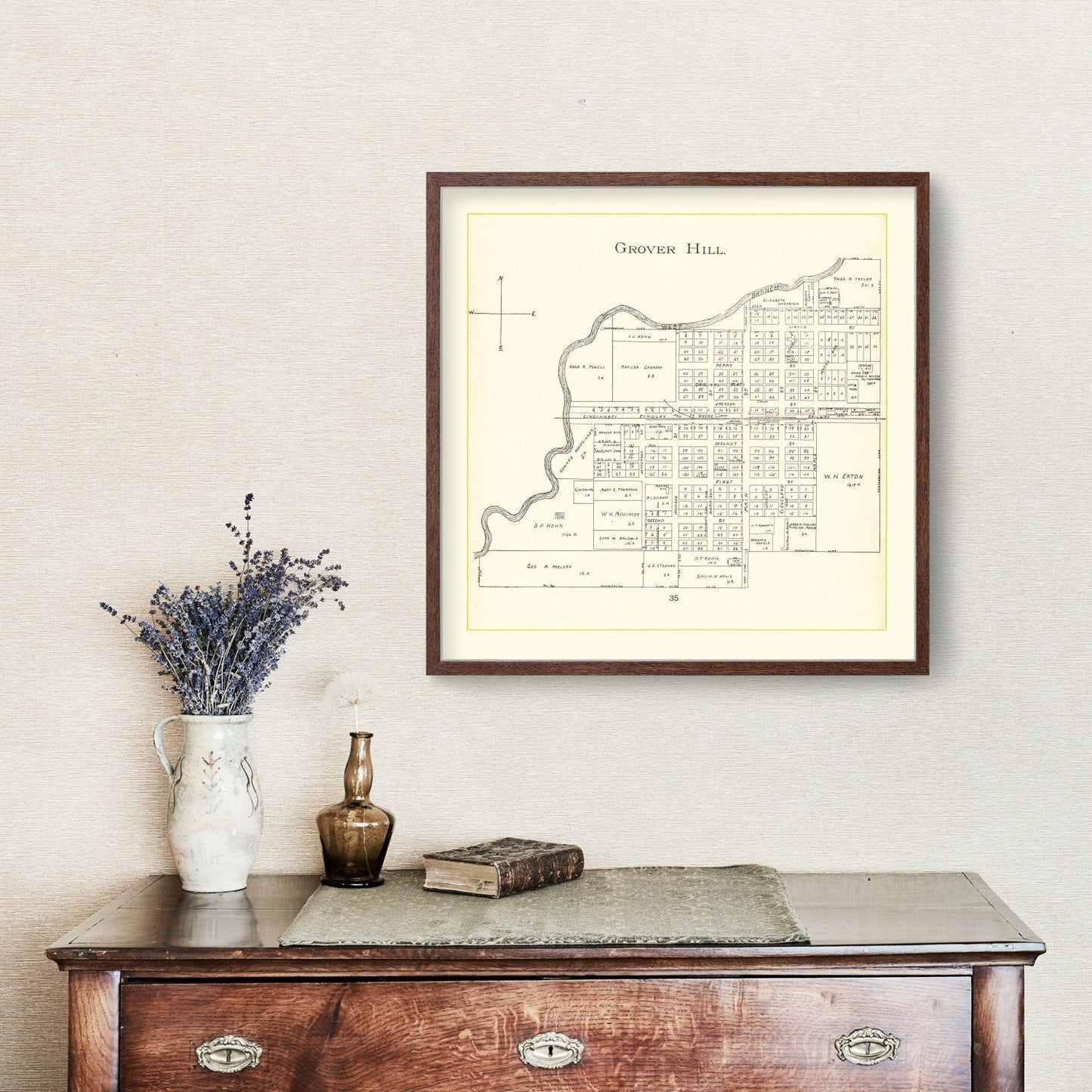 Vintage Map of Grover Hill, Ohio, 1905