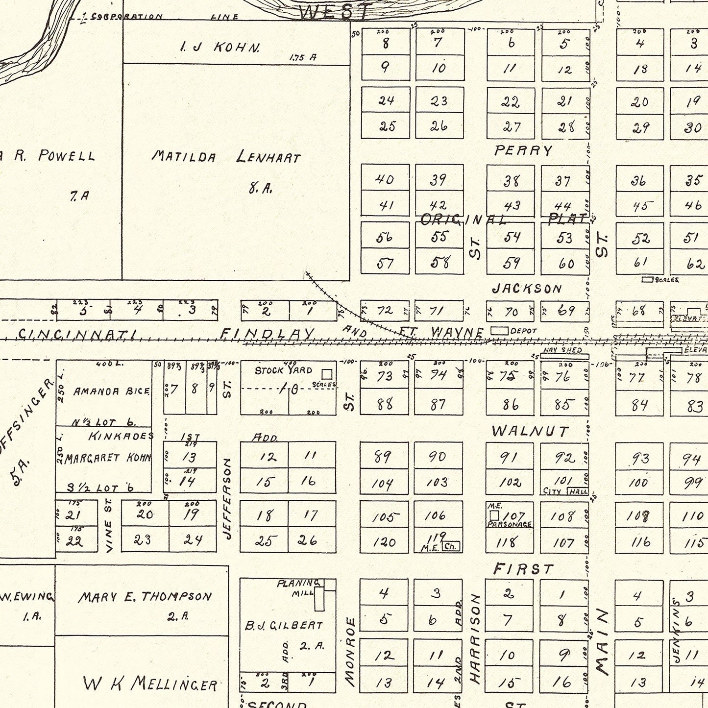 Vintage Map of Grover Hill, Ohio, 1905
