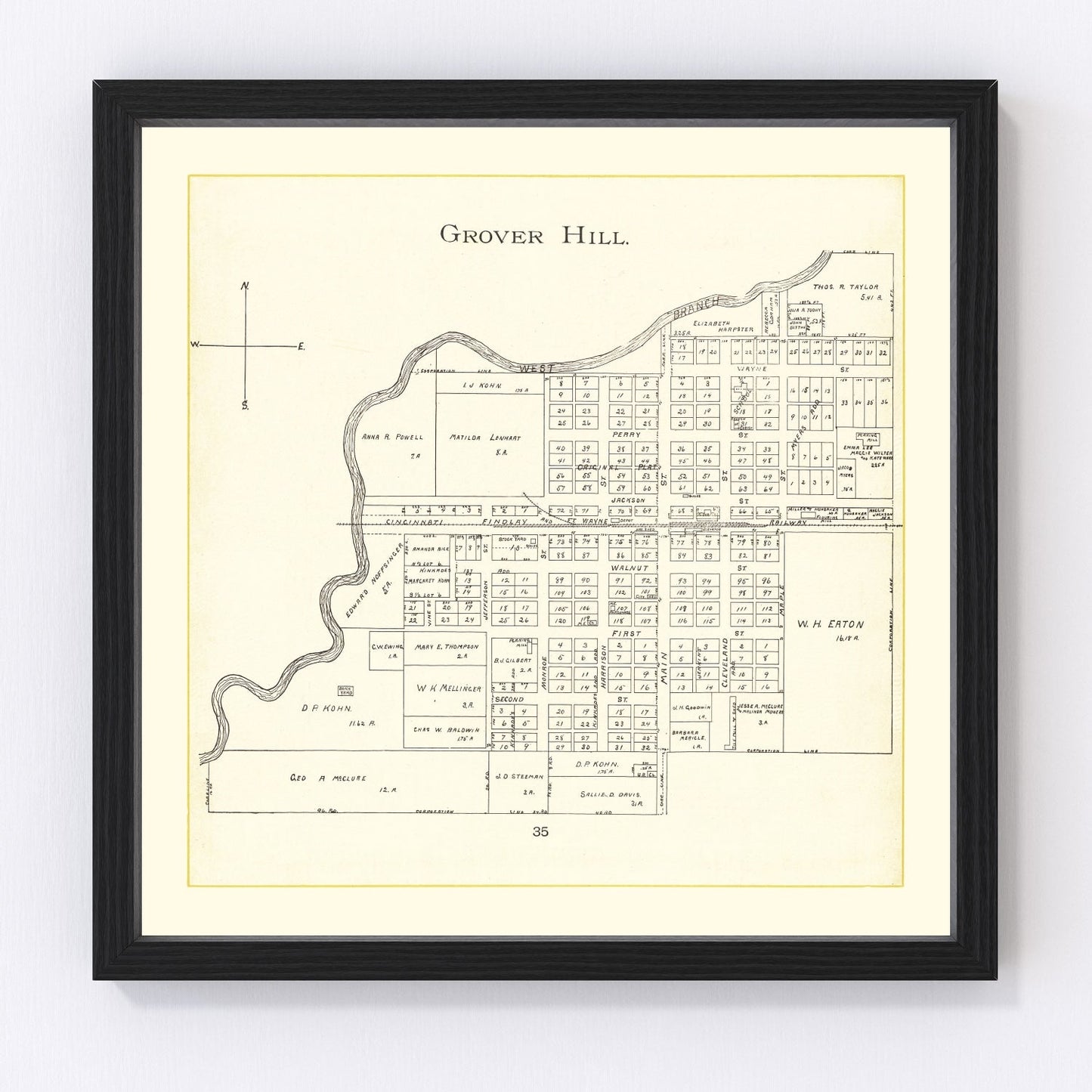 vintage map of Grover Hill, Ohio, 1905