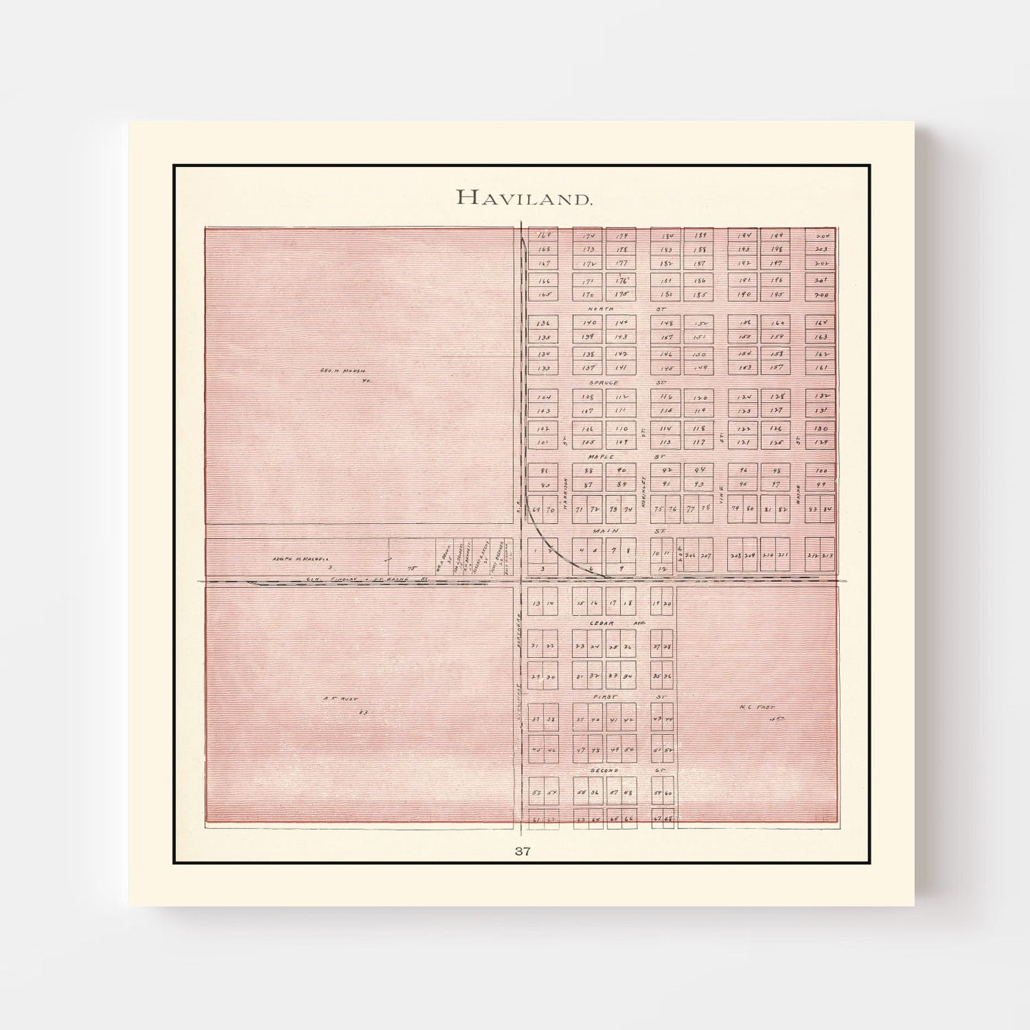Vintage Map of Haviland, Ohio, 1905