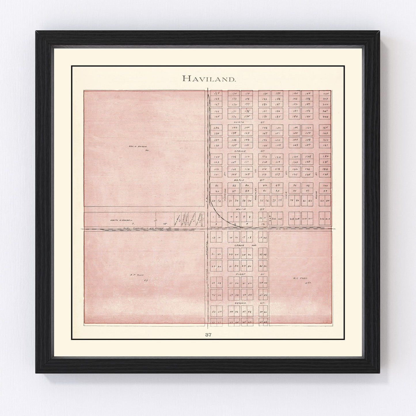 Vintage map of Haviland, Ohio, 1905