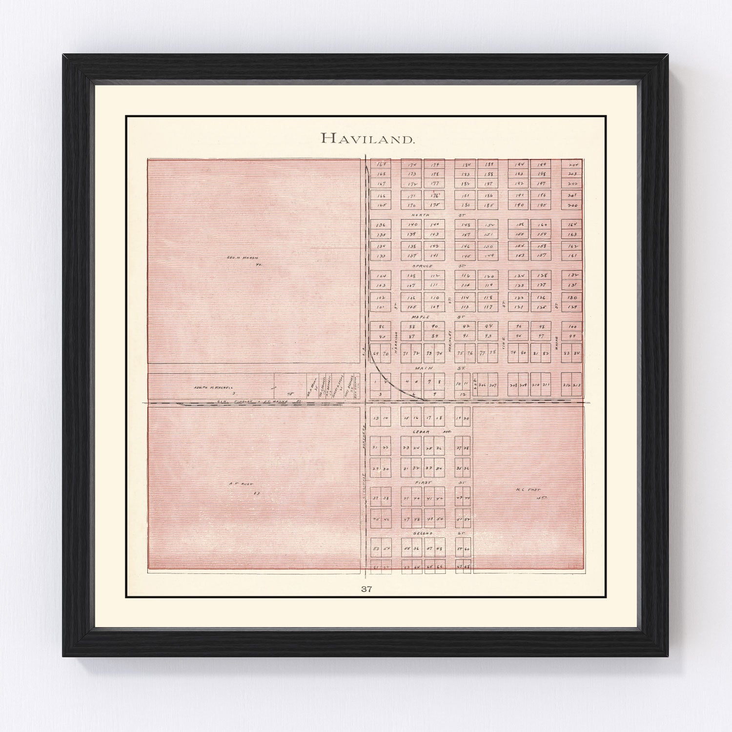 Vintage map of Haviland, Ohio, 1905