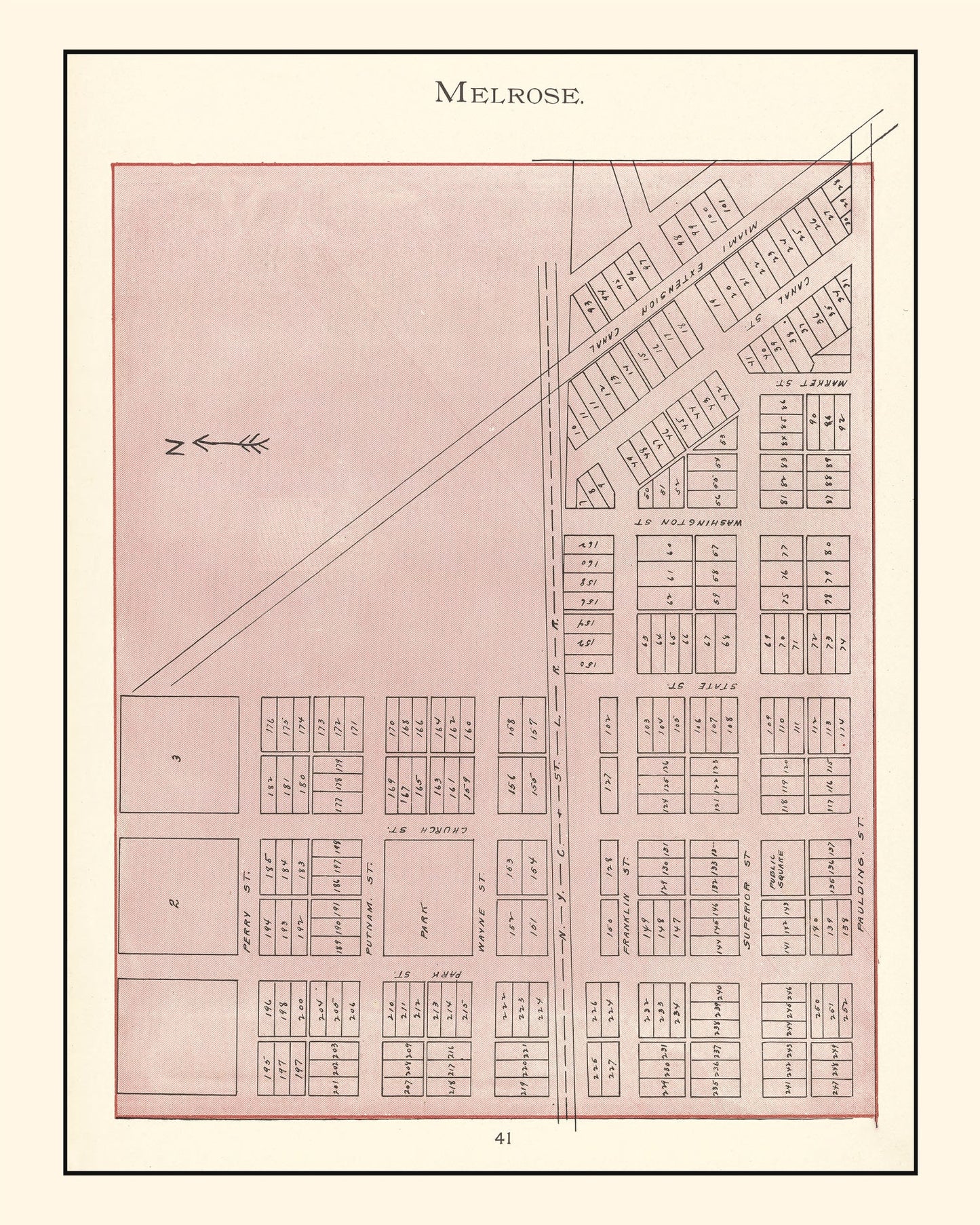 Vintage Map of Melrose, Ohio, 1905