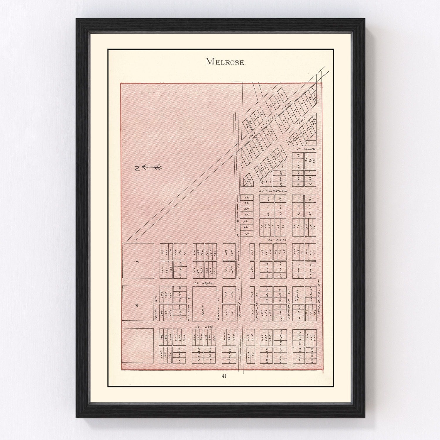 Vintage map of Melrose, Ohio, 1905