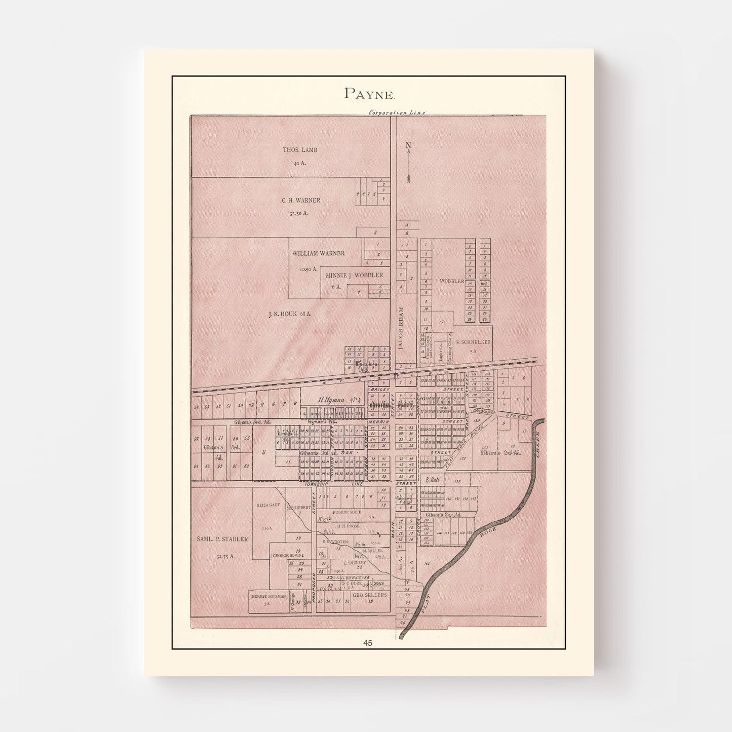 Vintage Map of Payne, Ohio, 1905