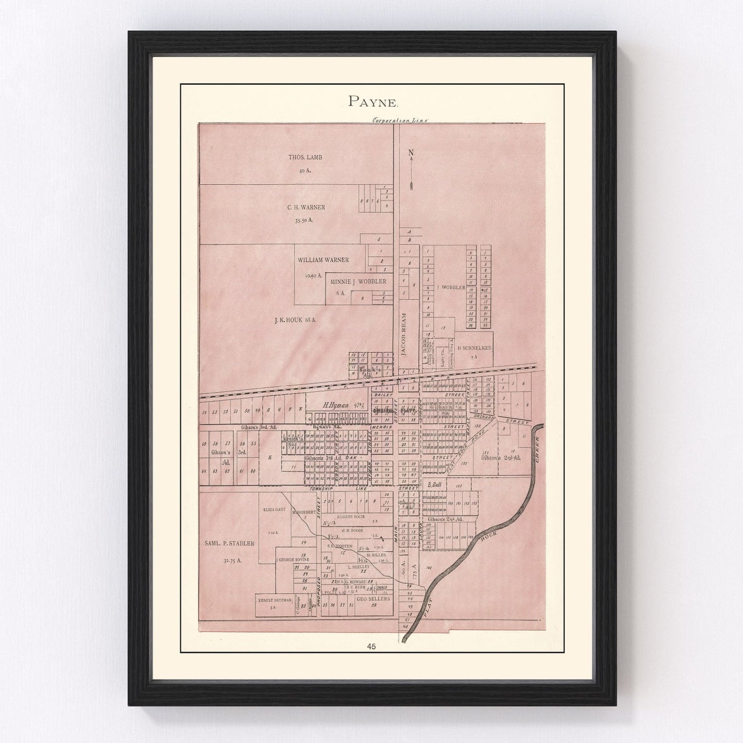 Vintage map of Payne, Ohio, 1905