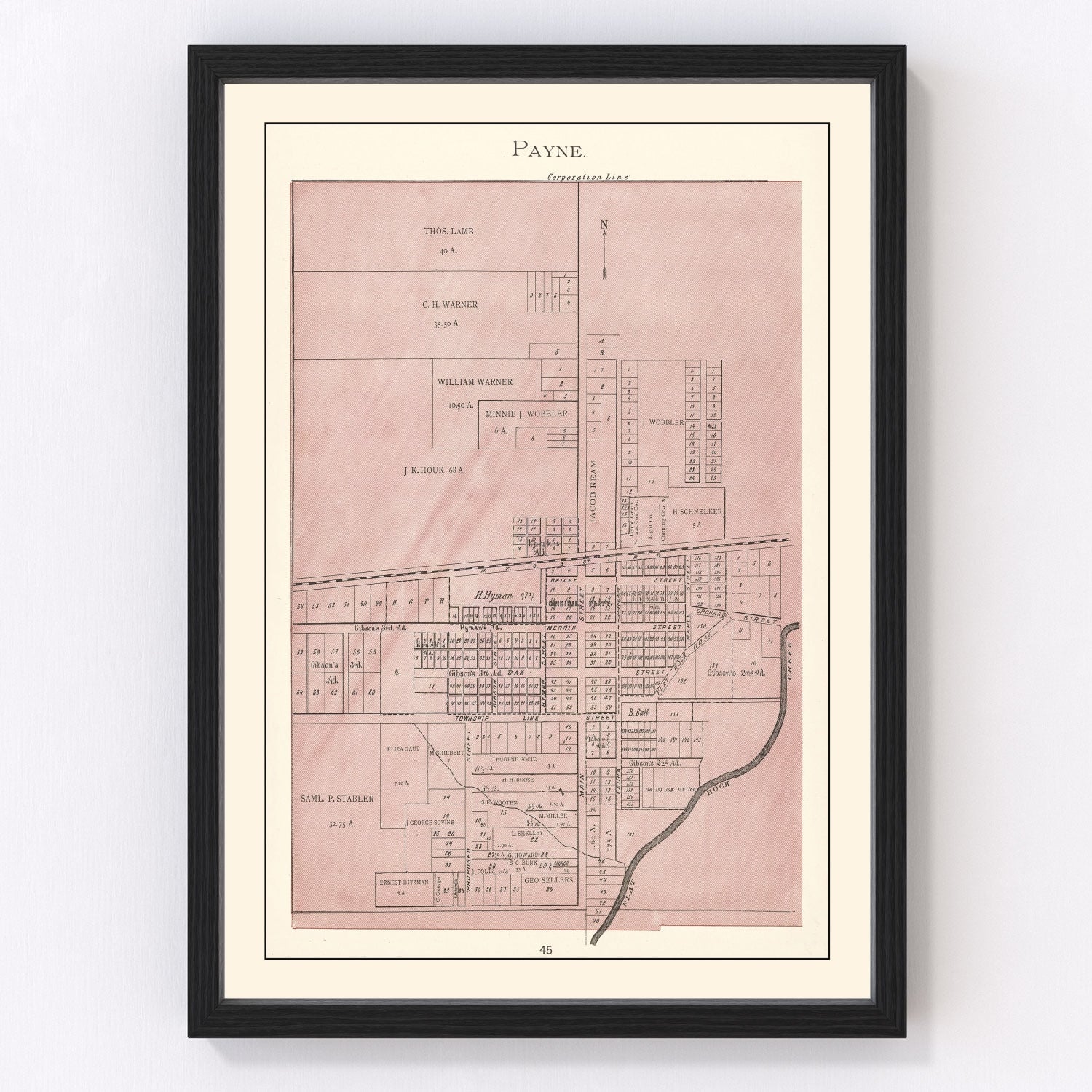 Vintage map of Payne, Ohio, 1905