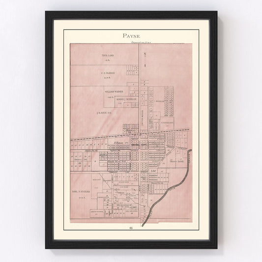 Vintage map of Payne, Ohio, 1905