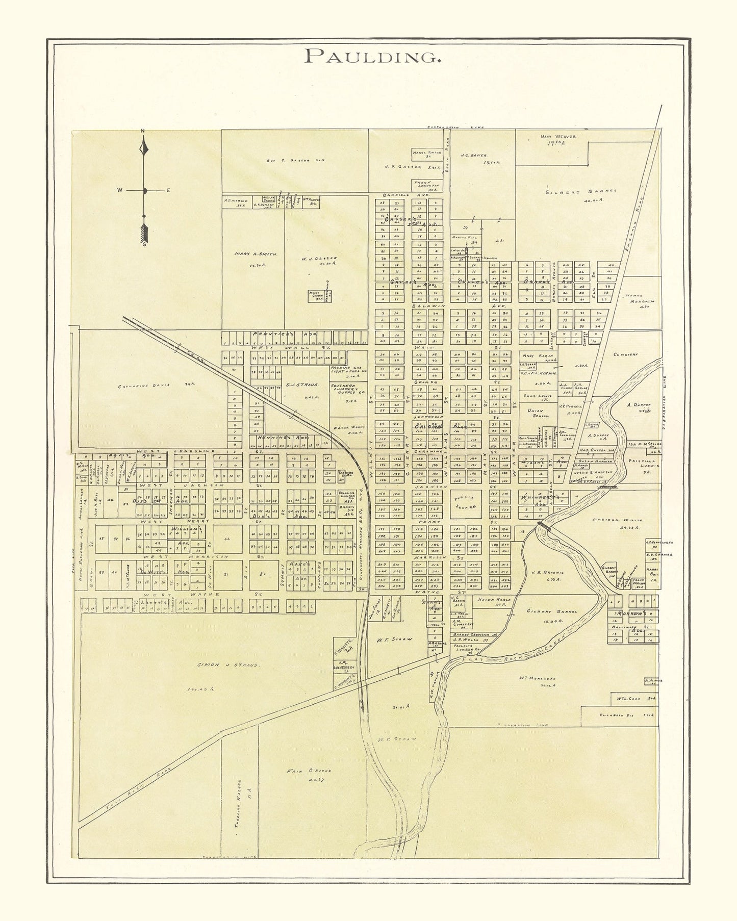 Vintage Map of Paulding, Ohio, 1905