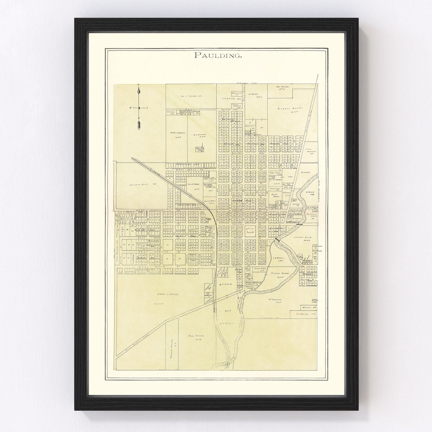 Vintage map of Paulding, Ohio, 1905
