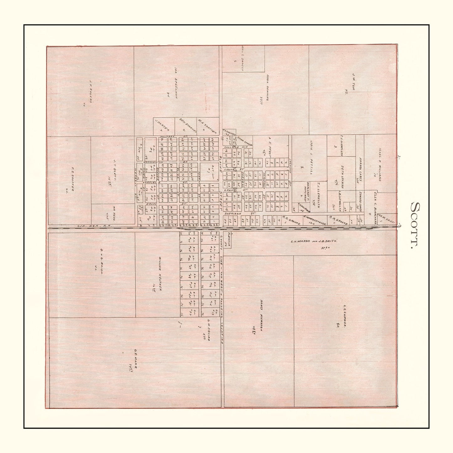 Vintage Map of Scott, Ohio, 1905