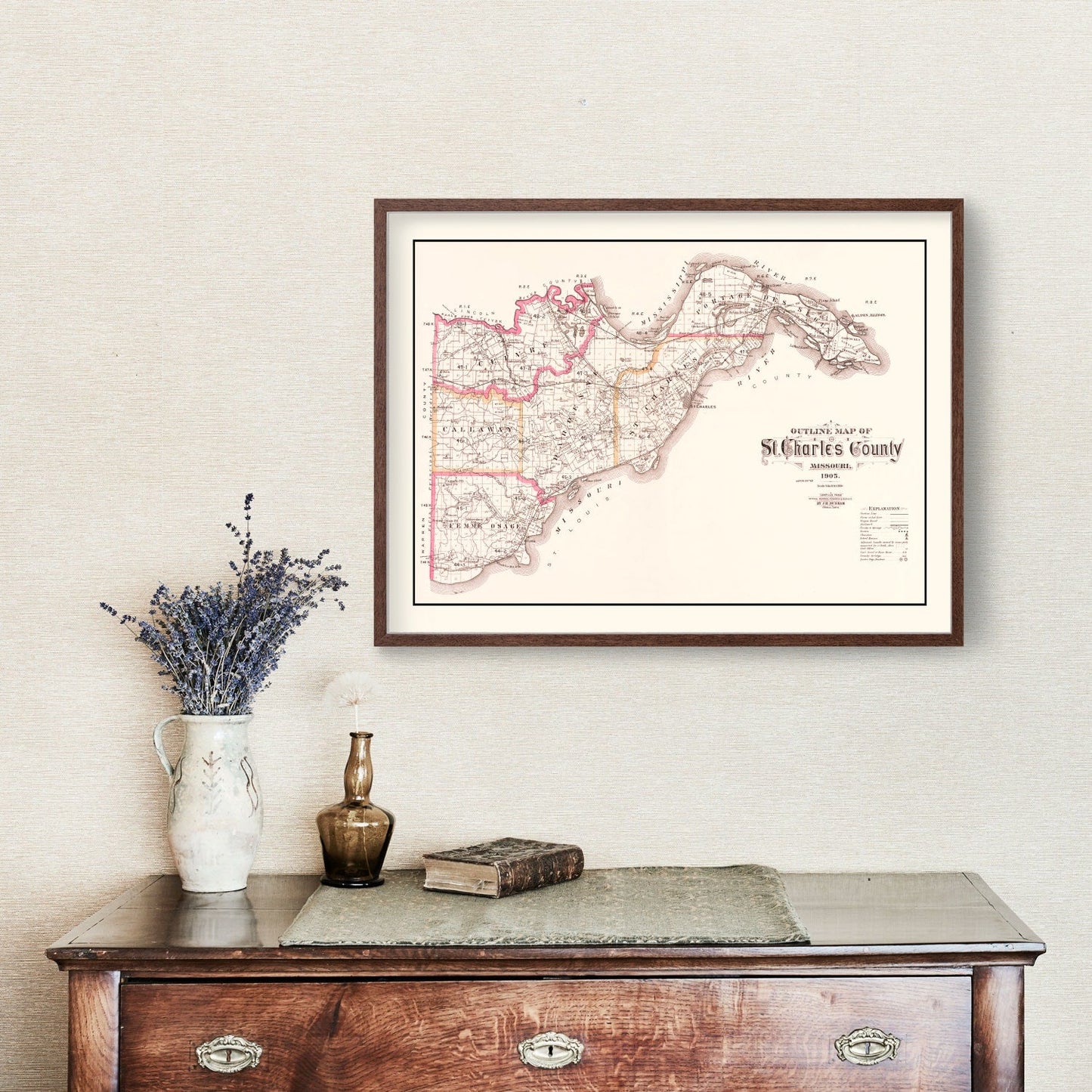 Vintage Map of Saint Charles County, Missouri, 1905