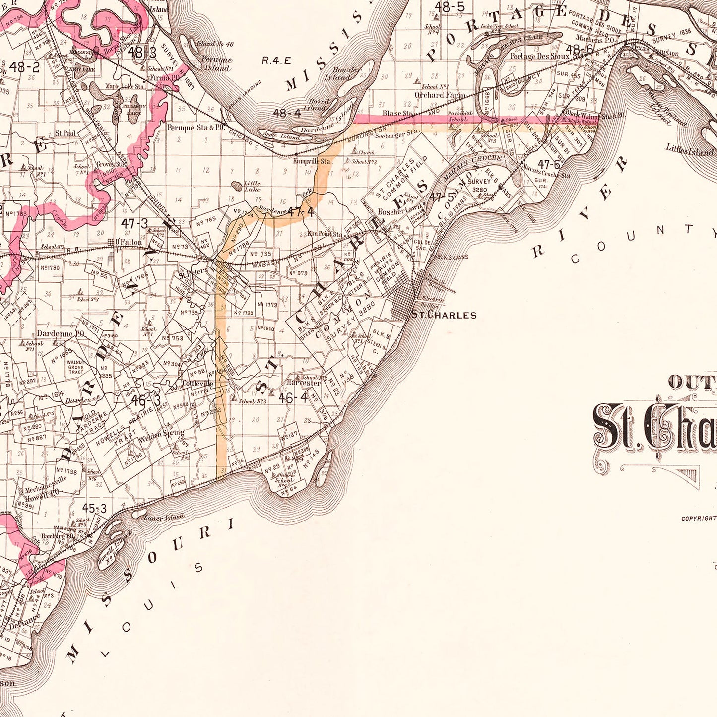 Vintage Map of Saint Charles County, Missouri, 1905