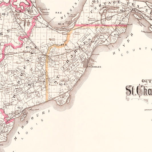 Vintage Map of Saint Charles County, Missouri, 1905