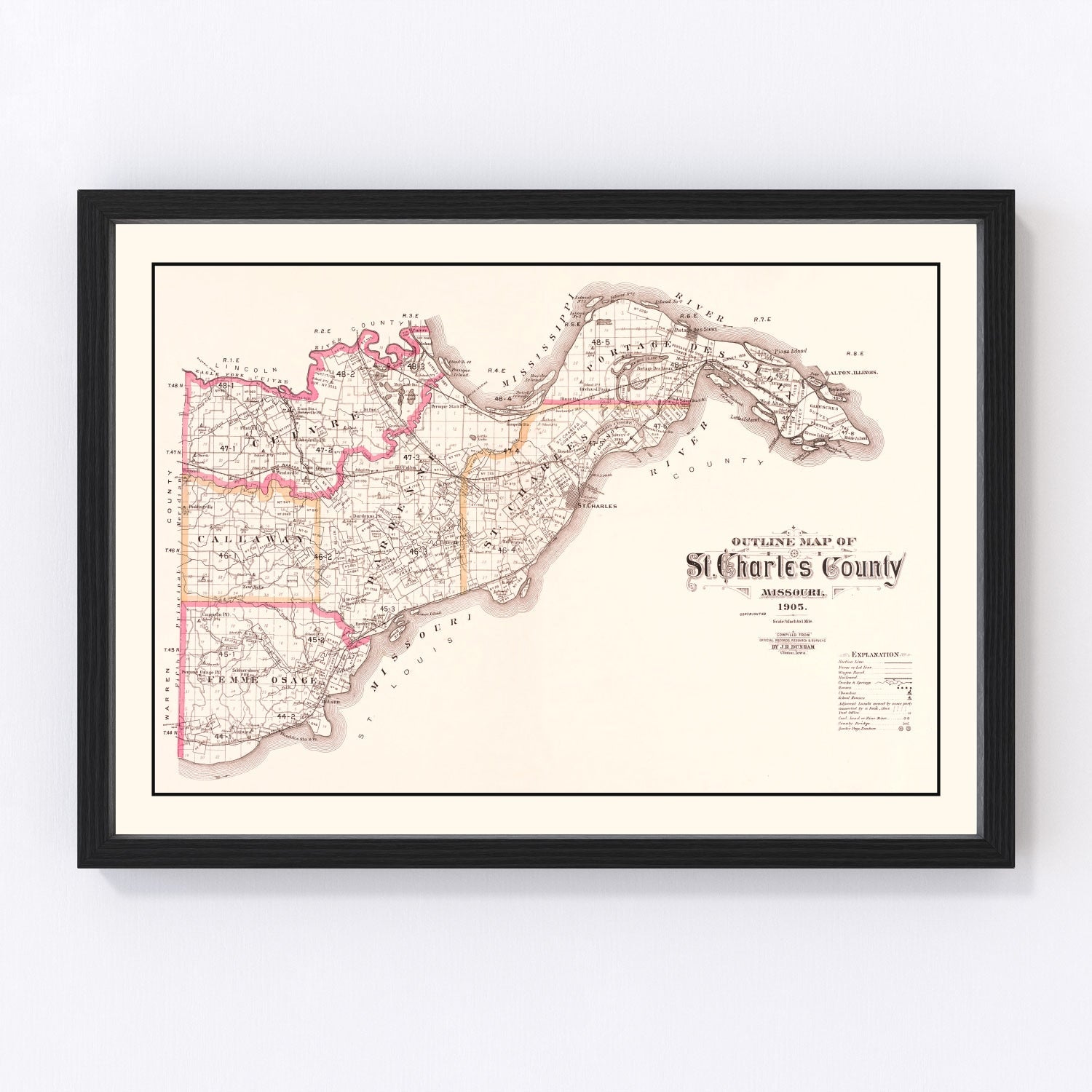 Vintage map of Saint Charles County, Missouri, 1905