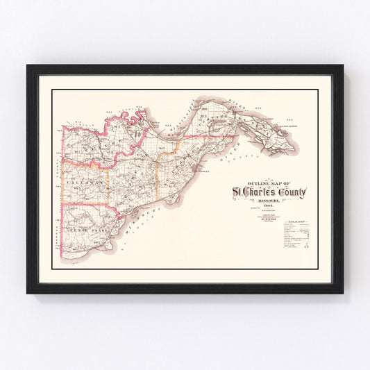 Vintage map of Saint Charles County, Missouri, 1905