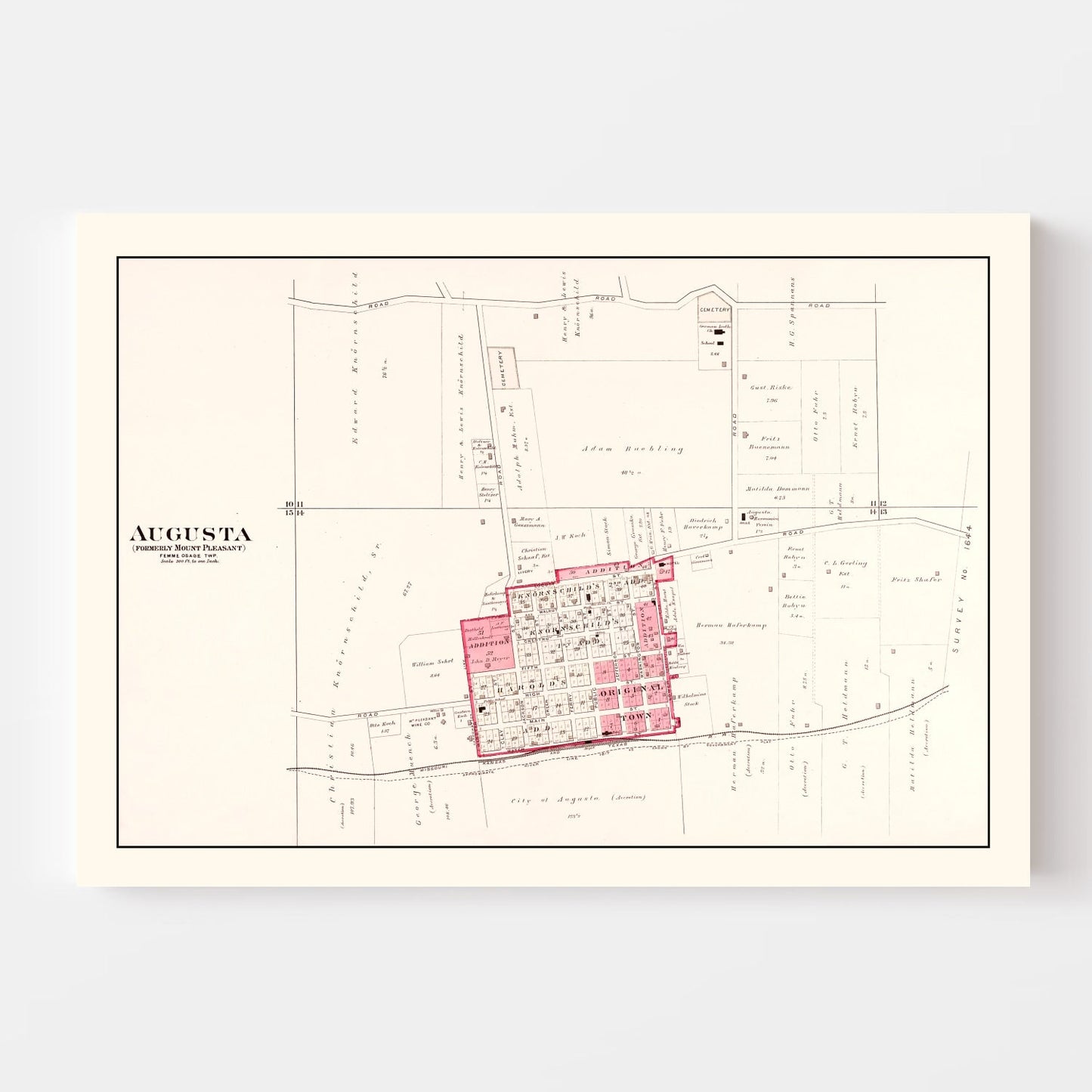 Vintage Map of Augusta, Missouri, 1905