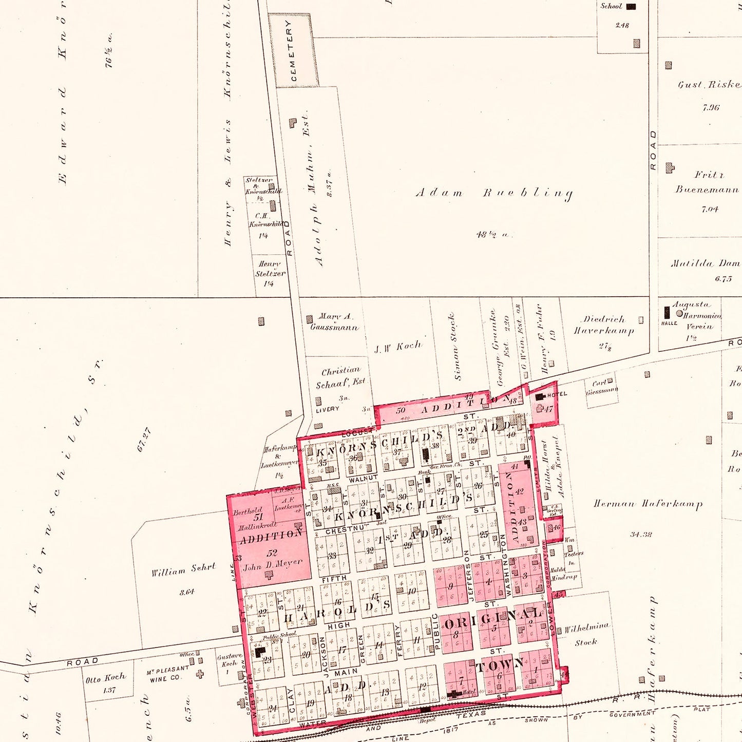 Vintage Map of Augusta, Missouri, 1905