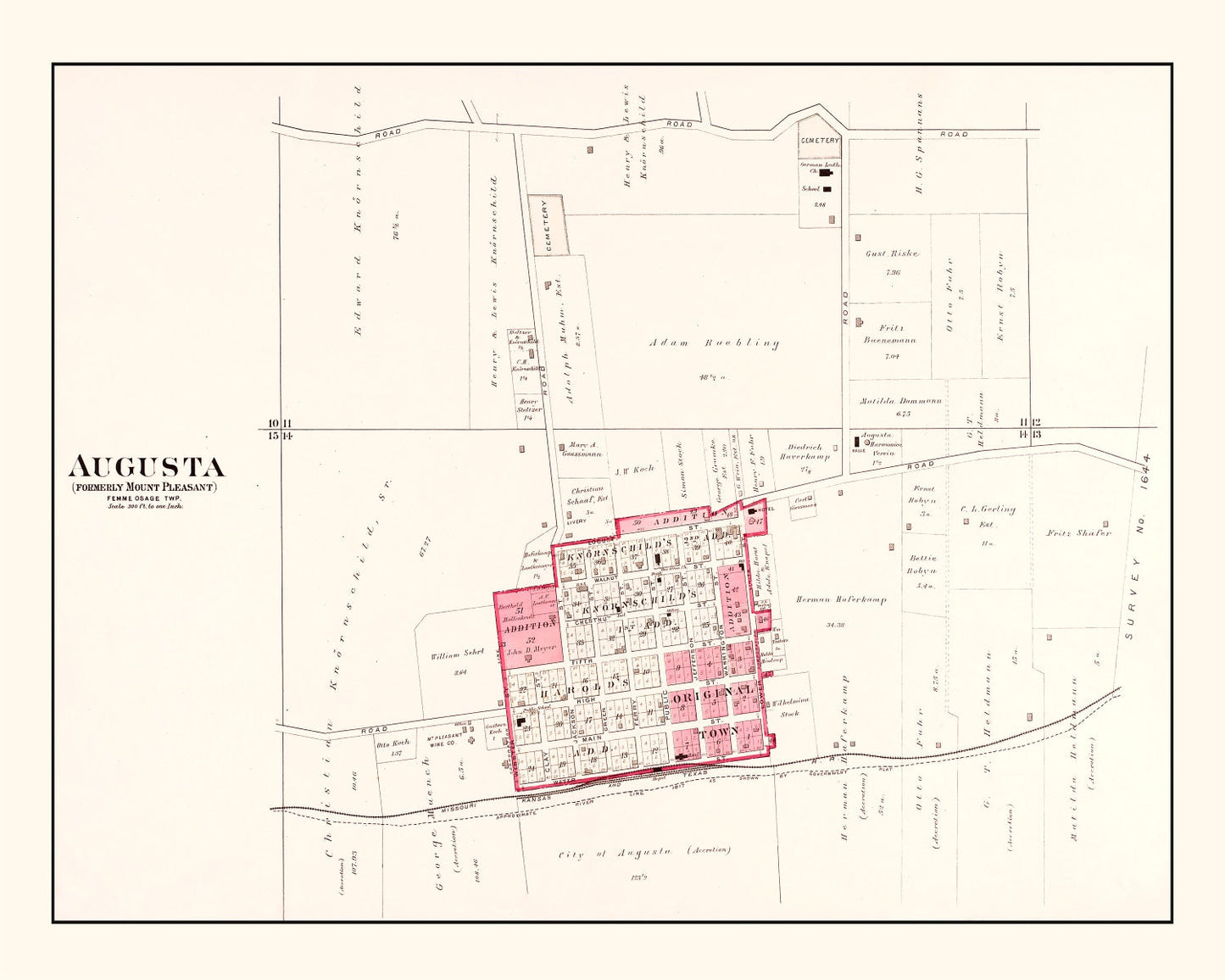 Vintage Map of Augusta, Missouri, 1905