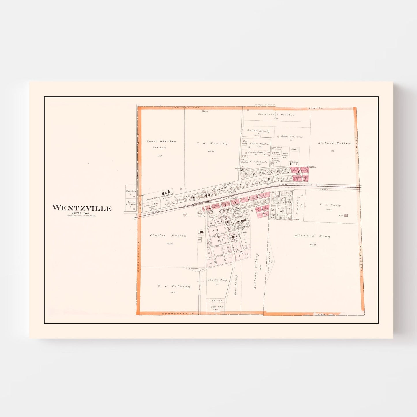Vintage Map of Wentzville, Missouri, 1905
