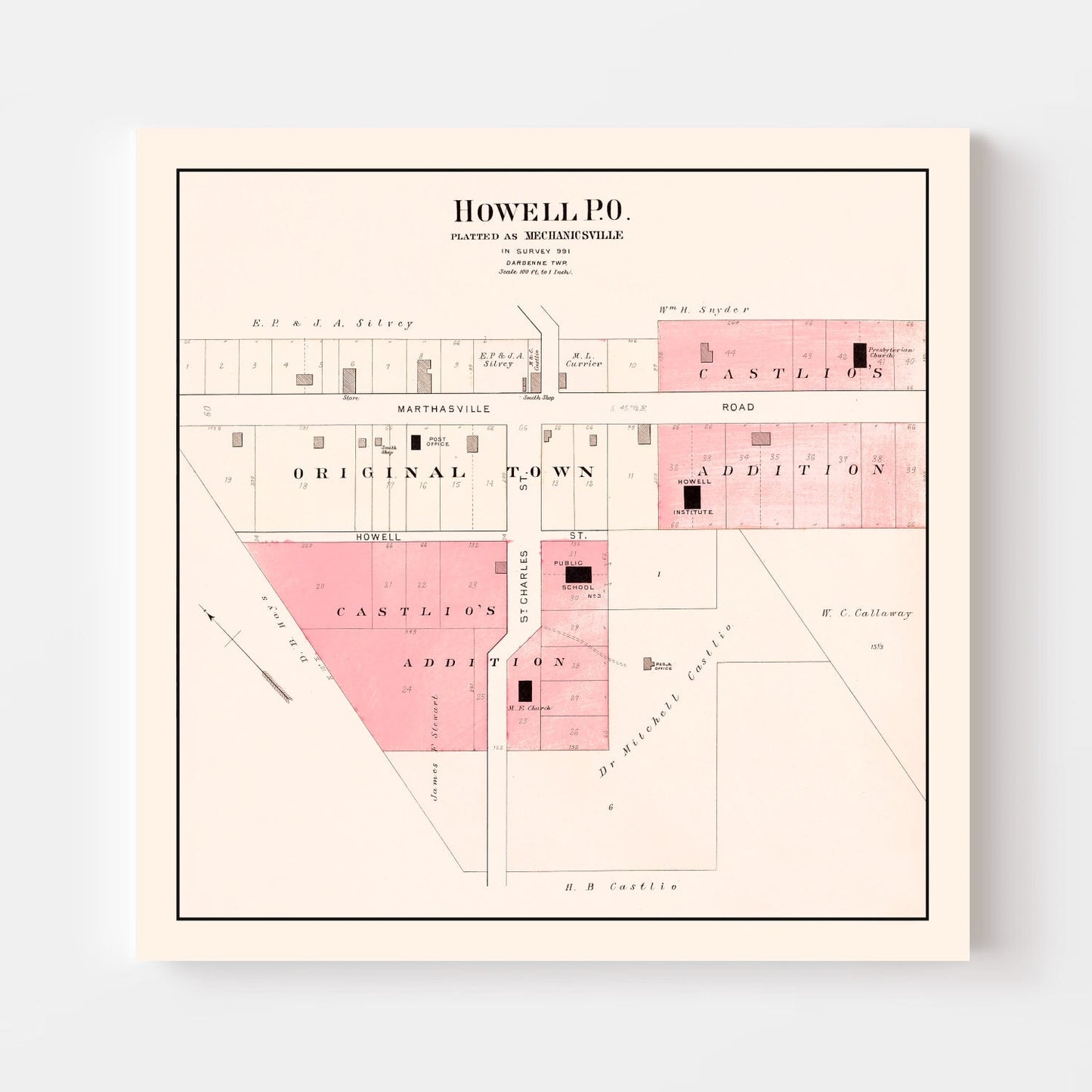 Vintage Map of Howell, Missouri, 1905
