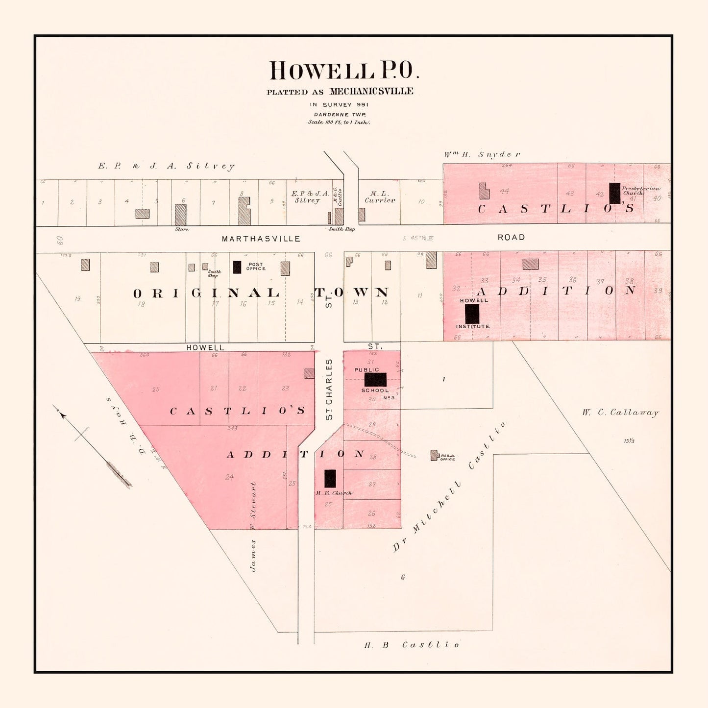 Vintage Map of Howell, Missouri, 1905