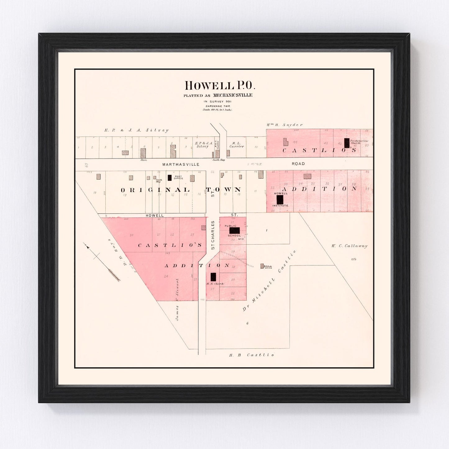 Vintage map of Howell, Missouri, 1905
