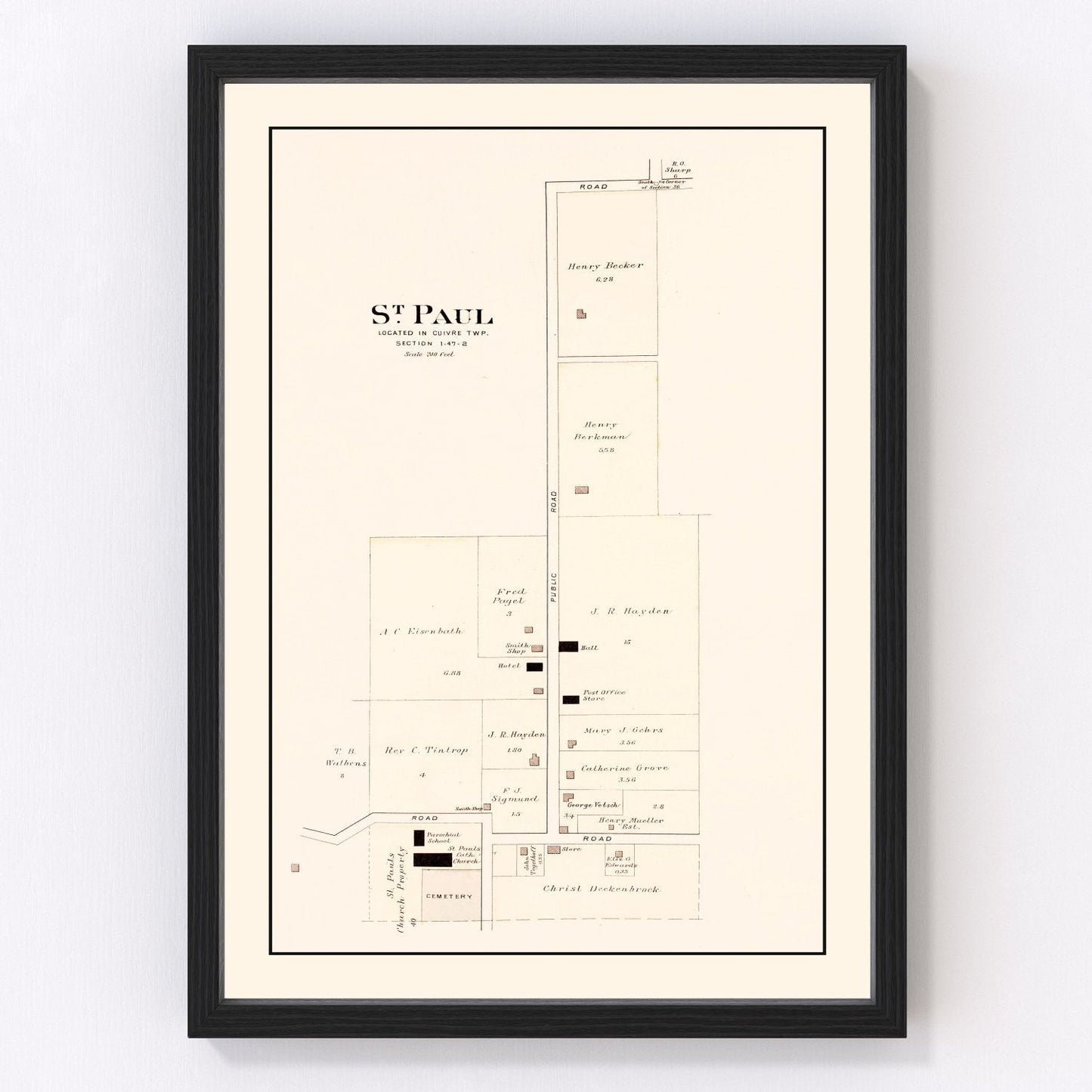 vintage map of Saint Paul, Missouri, 1905