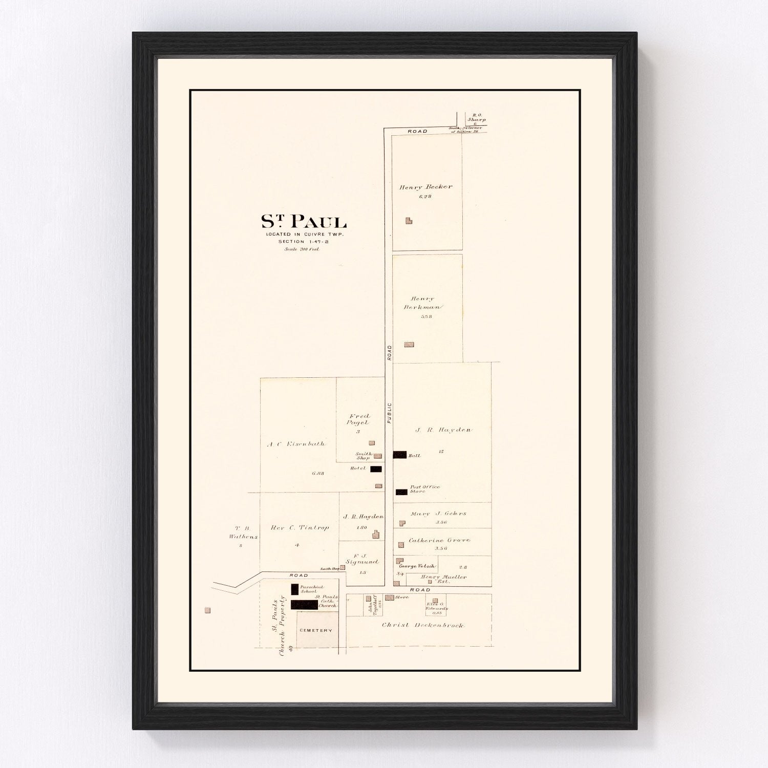 vintage map of Saint Paul, Missouri, 1905