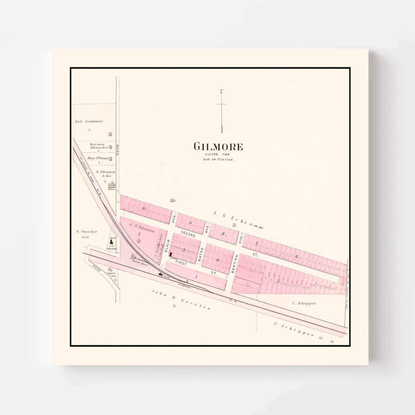 Vintage Map of Gilmore, Missouri, 1905
