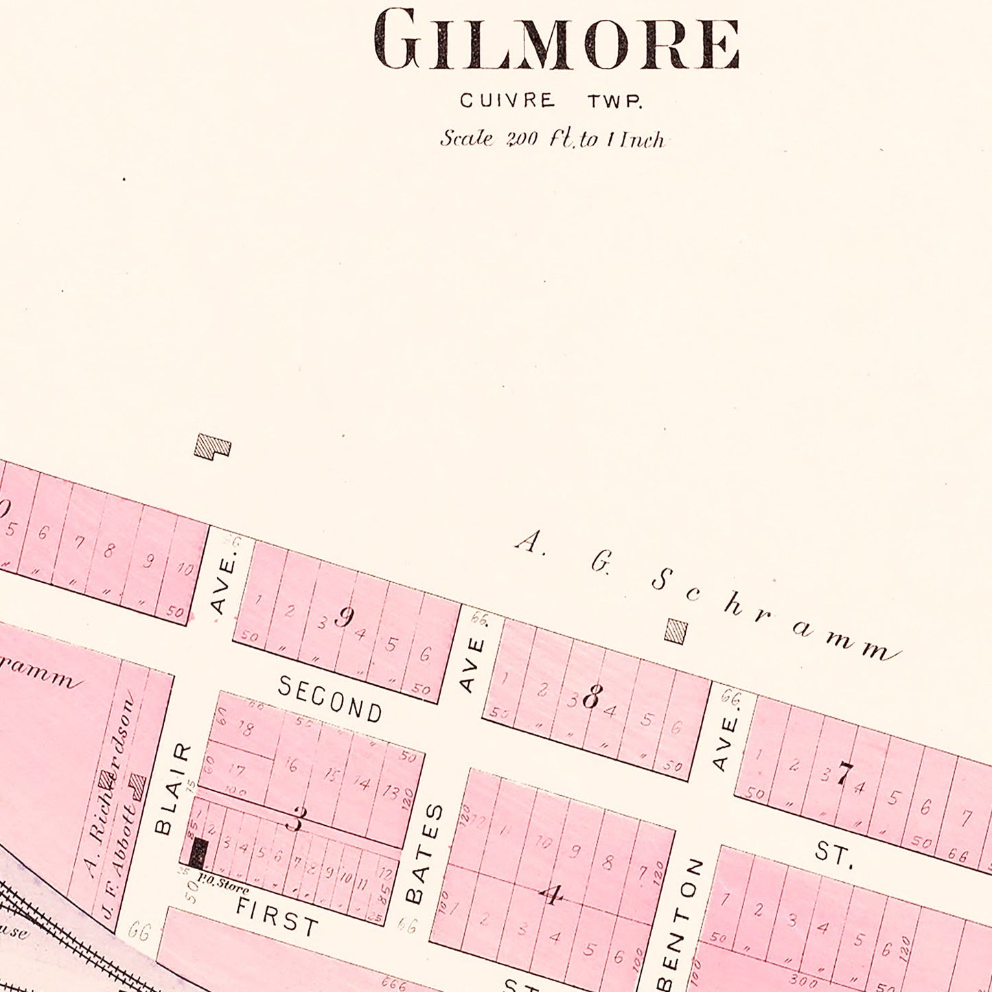 Vintage Map of Gilmore, Missouri, 1905
