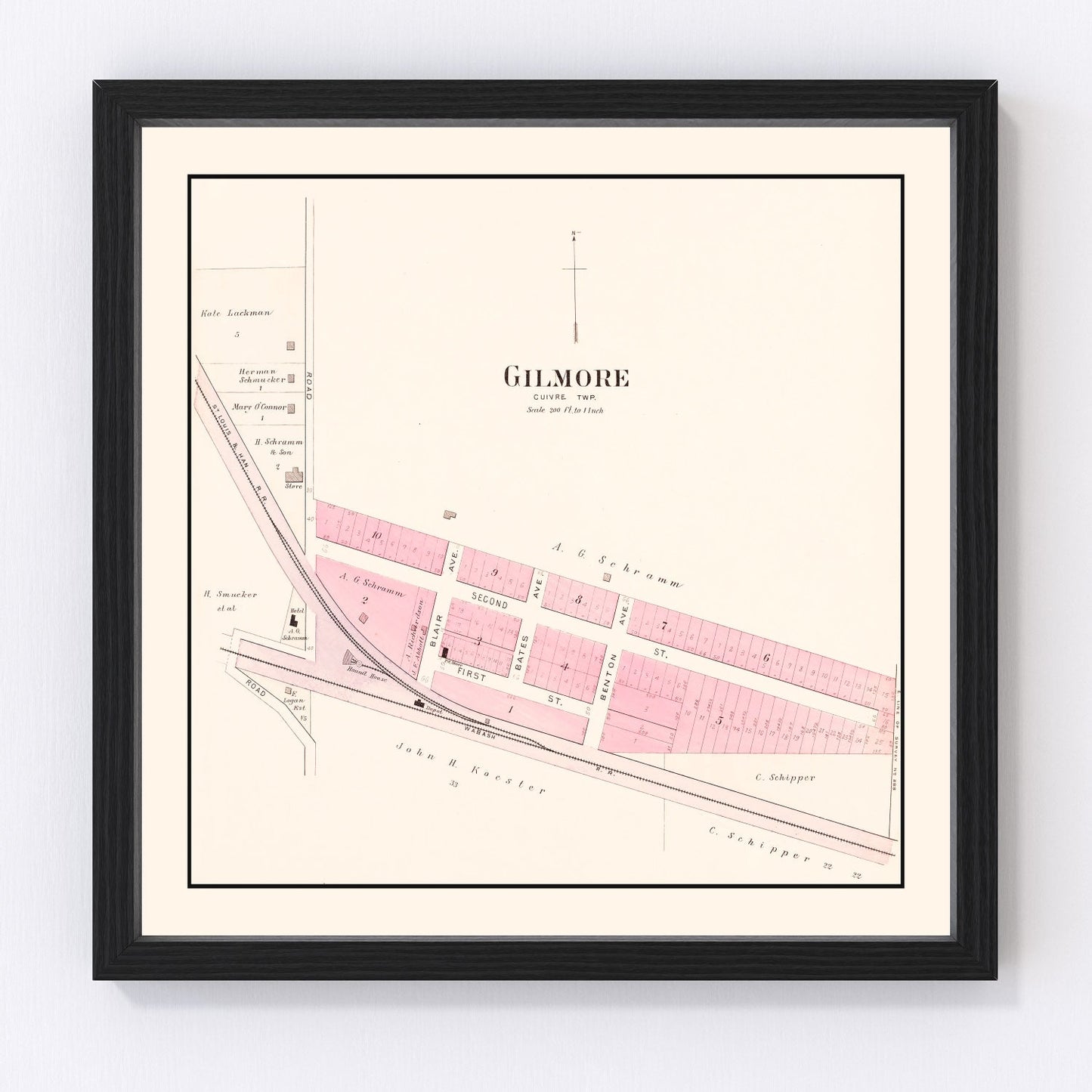 Vintage map of Gilmore, Missouri, 1905