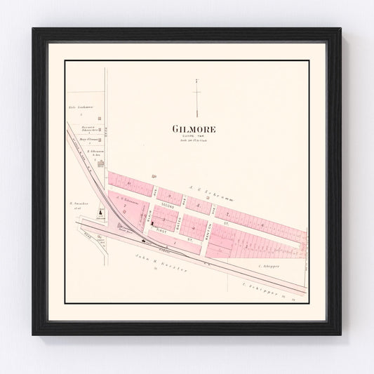 Vintage map of Gilmore, Missouri, 1905