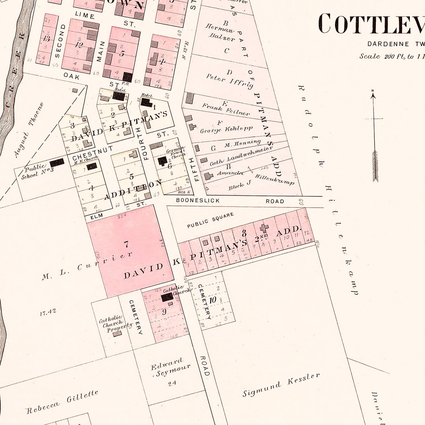 Vintage Map of Cottleville, Missouri 1905