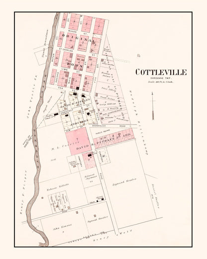 Vintage Map of Cottleville, Missouri 1905