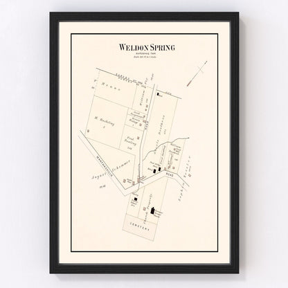 Vintage map of Weldon Spring, Missouri, 1905, St. Charles County Missouri River area