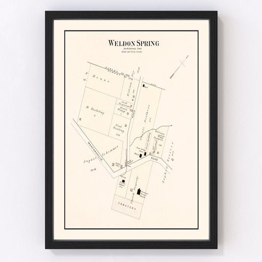 Vintage map of Weldon Spring, Missouri, 1905, St. Charles County Missouri River area