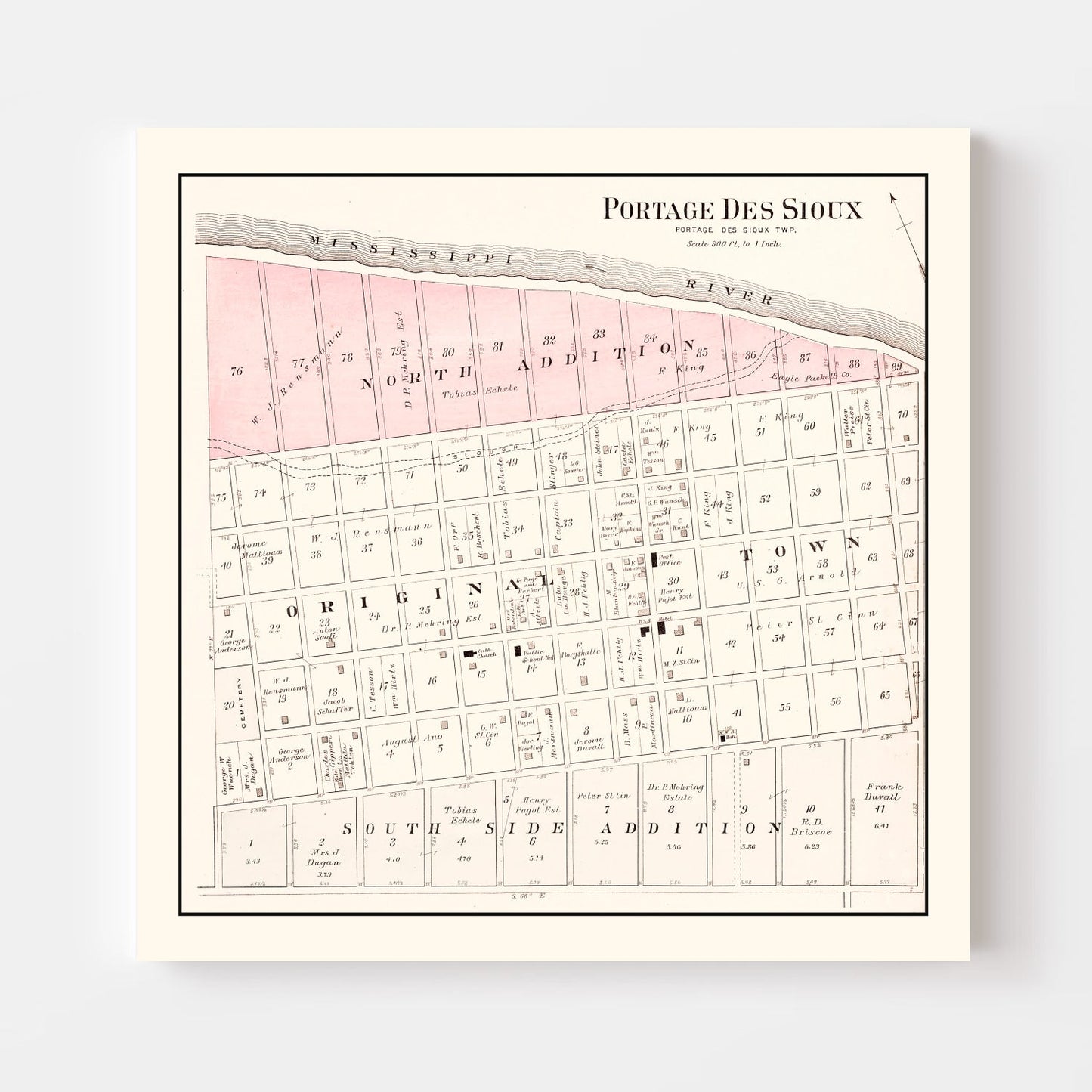 Vintage Map of Portage des Sioux, Missouri, 1905