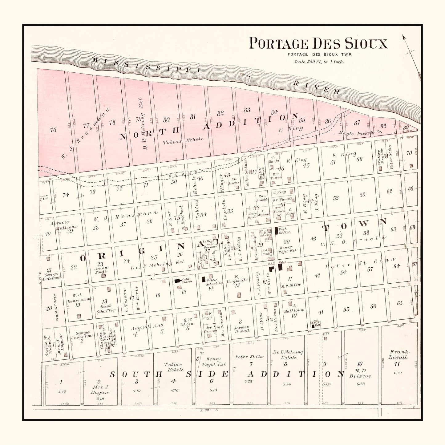 Vintage Map of Portage des Sioux, Missouri, 1905