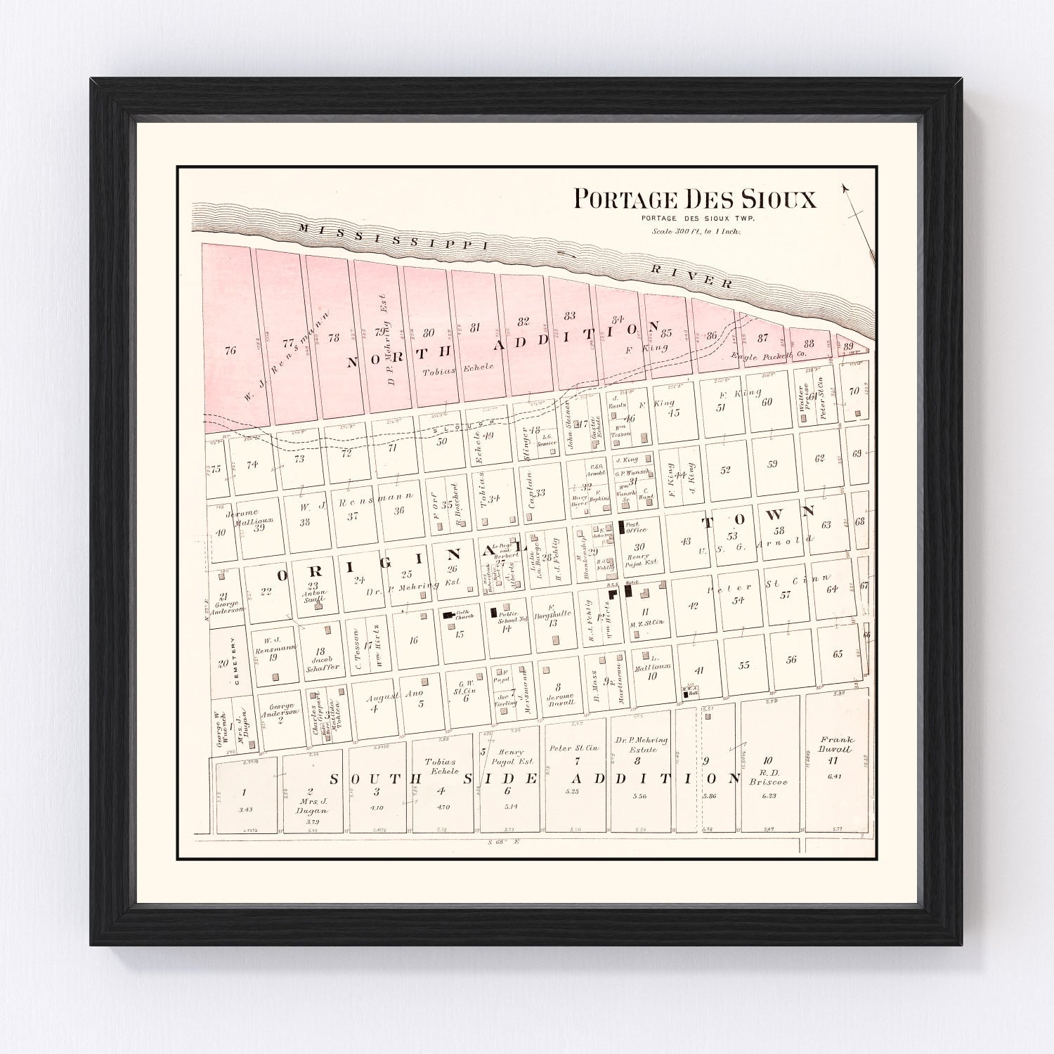 vintage map of Portage des Sioux, Missouri, 1905