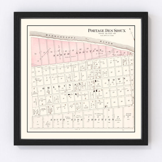 vintage map of Portage des Sioux, Missouri, 1905