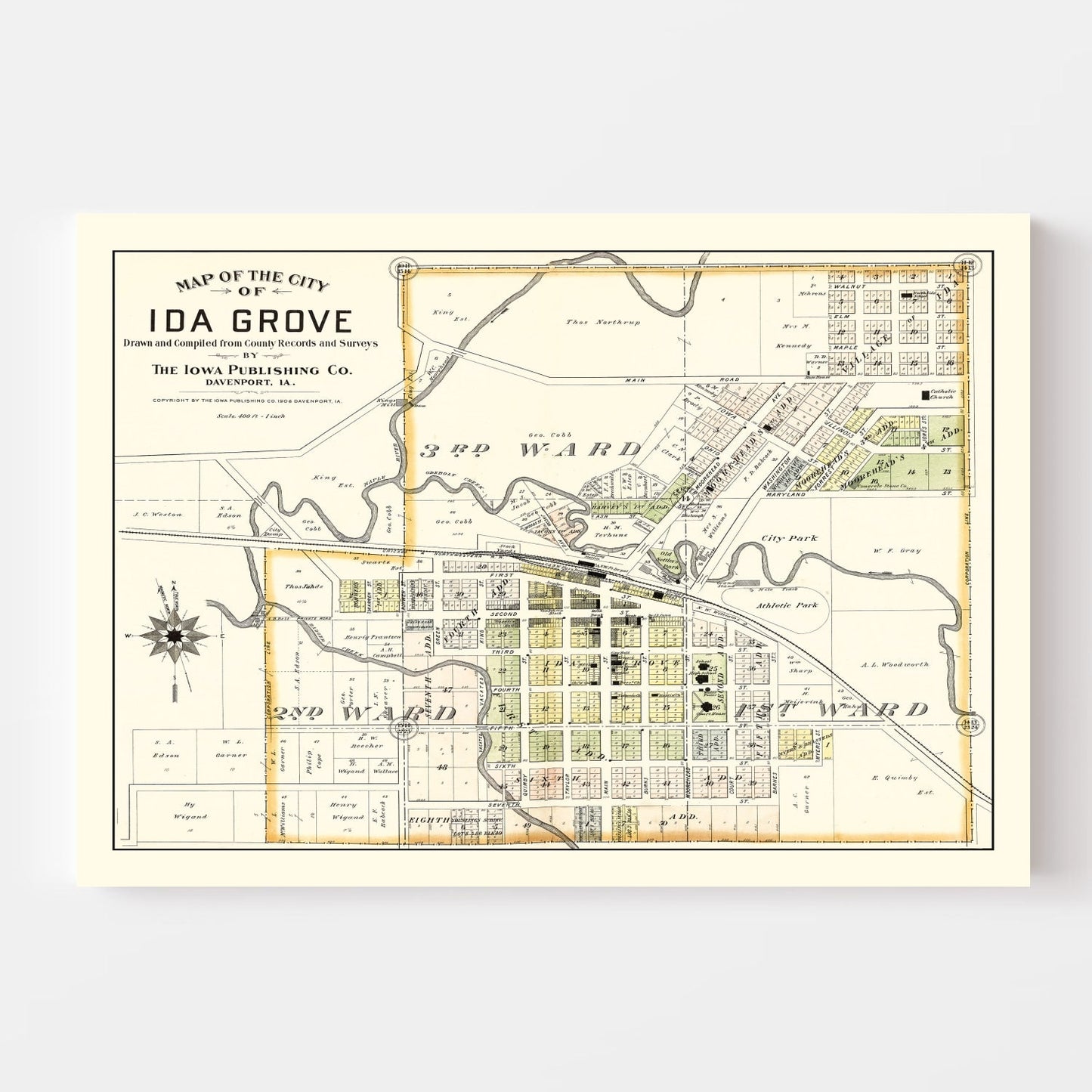 Vintage Map of Ida Grove, Iowa, 1906