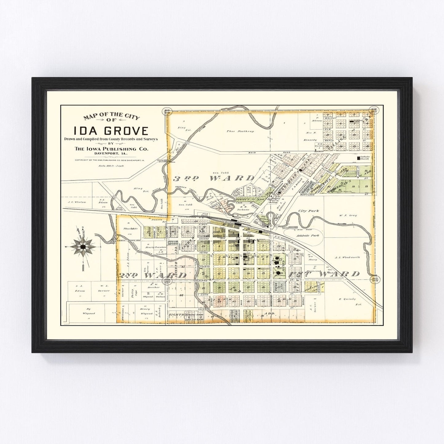 Vintage map of Ida Grove, Iowa, 1906