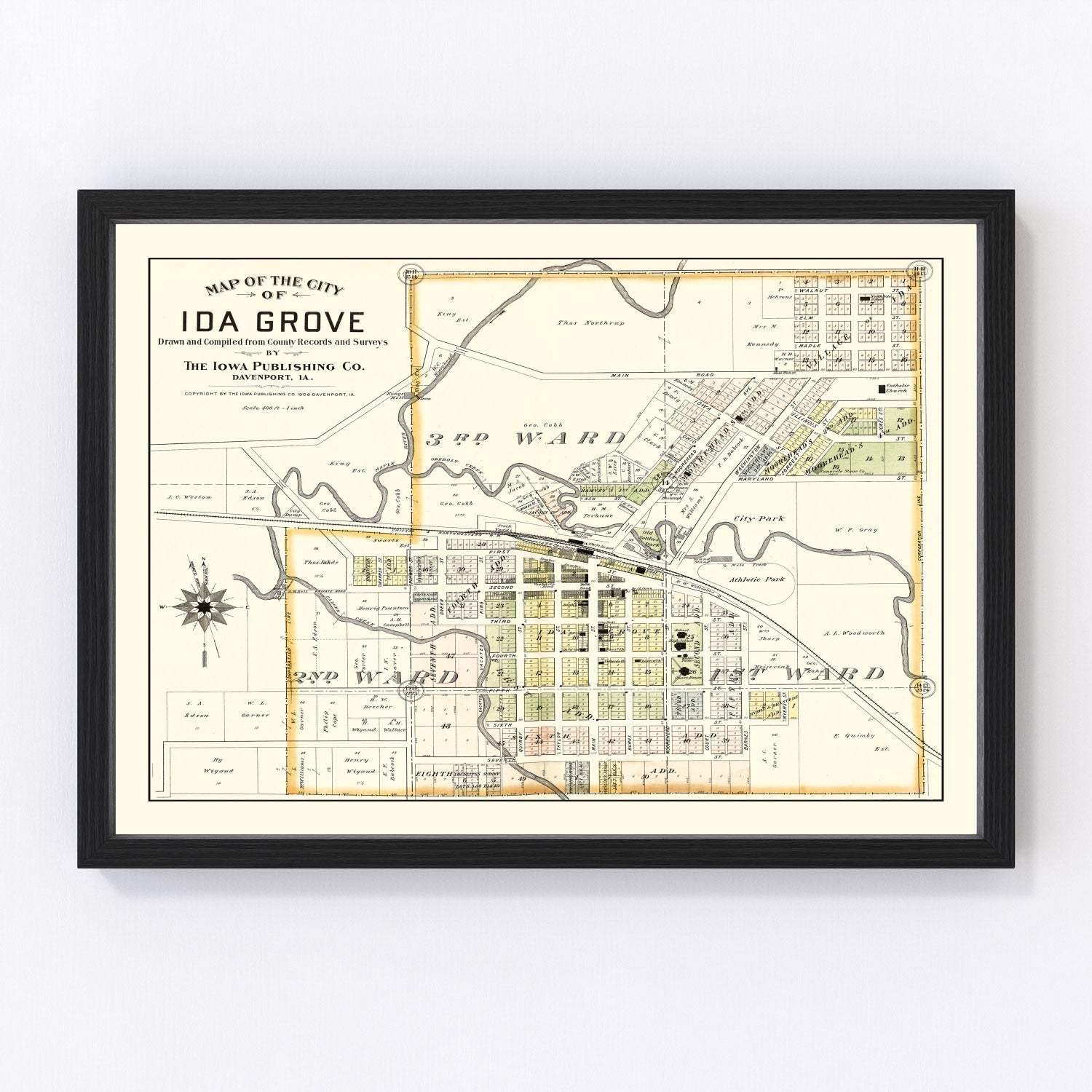 Vintage map of Ida Grove, Iowa, 1906