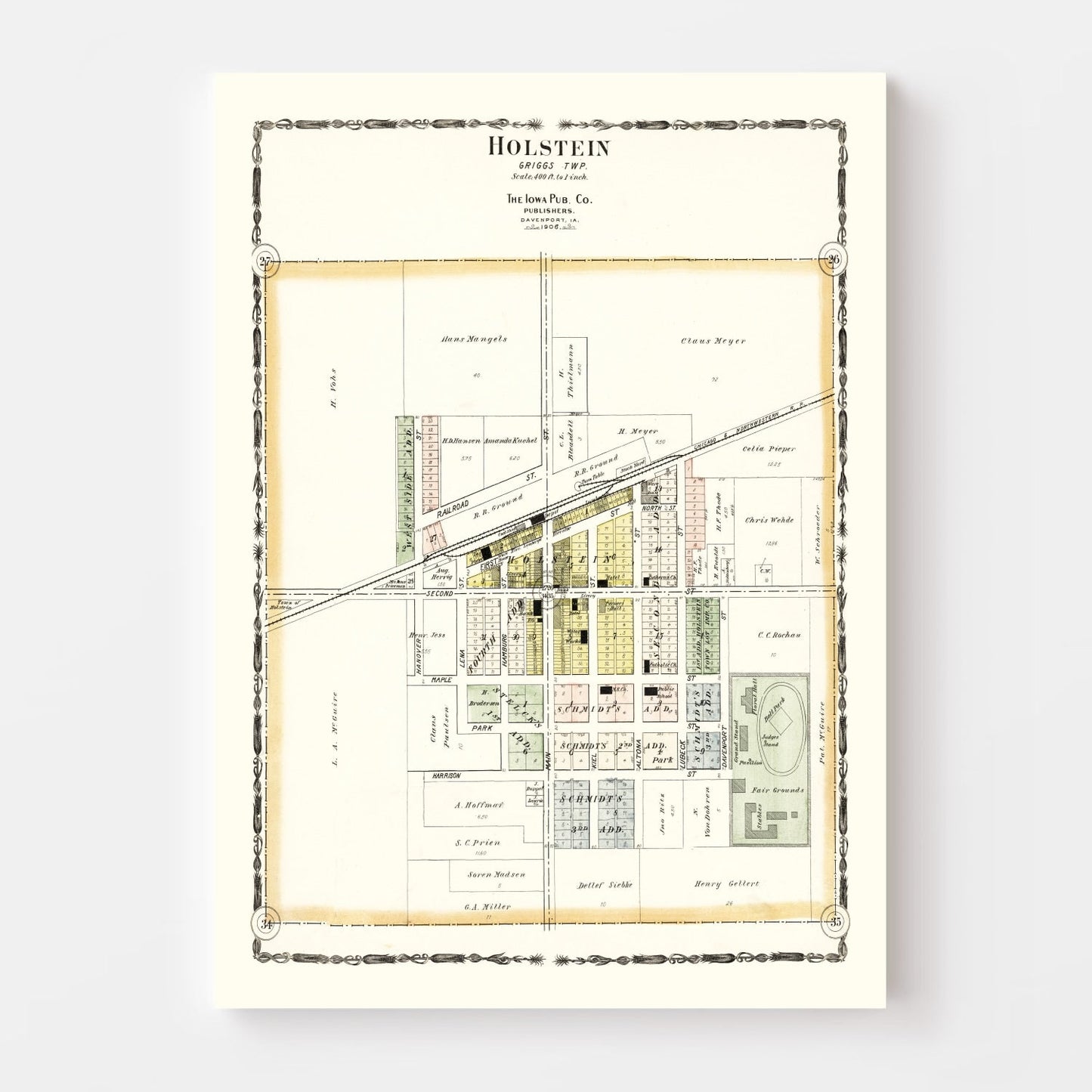 Vintage Map of Holstein, Ida County, Iowa, 1906