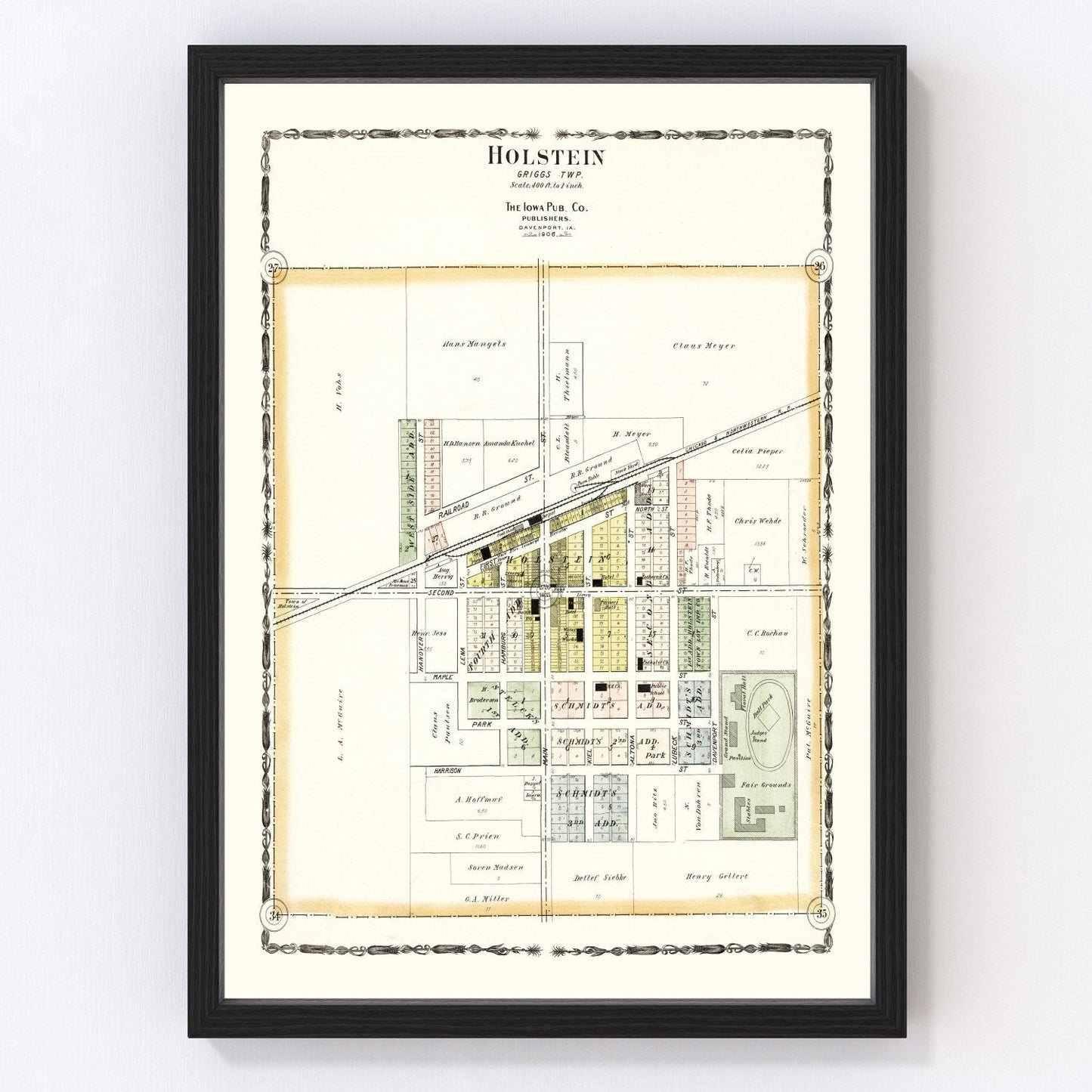 vintage map of Holstein, Iowa, 1906