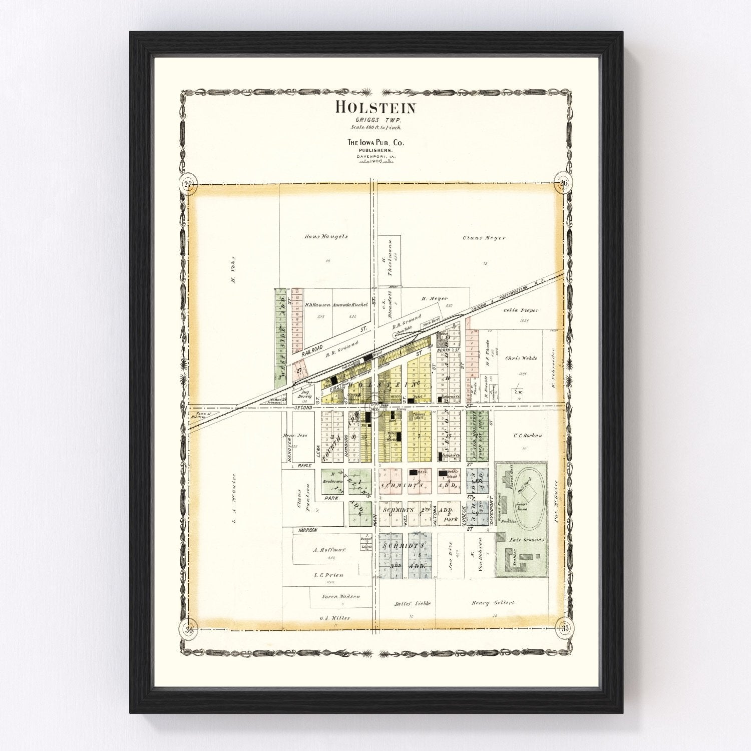 vintage map of Holstein, Iowa, 1906